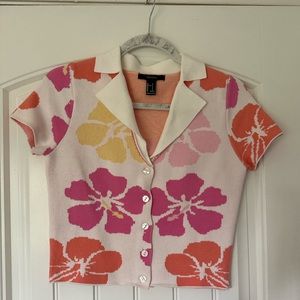 Collard Hawaiian Print Top